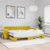 VidaXL Pat de zi cu extensie și saltea, galben, 80x200 cm, catifea