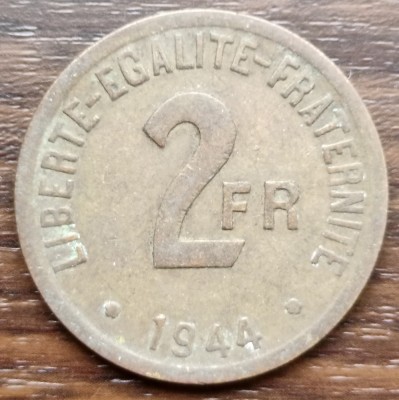 Moneda Franta - 2 Francs 1944 foto