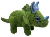 Dinozaur Triceratops din plus verde 33 cm
