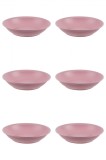 Set farfurii 6 piese, farfurii adanci, din plastic, culoare Powder Pink, diametru 18 cm