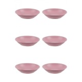 Set farfurii 6 piese, farfurii adanci, din plastic, culoare Powder Pink, diametru 18 cm