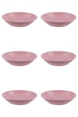 Set farfurii 6 piese, farfurii adanci, din plastic, culoare Powder Pink, diametru 18 cm