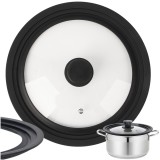 Capac universal 3 &icirc;n 1 din silicon si sticla 24/26/28 cm Ruhhy