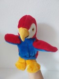 Papagal - Marioneta teatru de papusi, papusa manuala, pasare colorata. plush