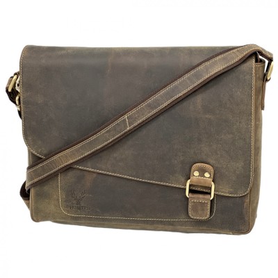 Geanta de Umar Barbati Tip Postas din Piele Naturala pentru Laptop 15.6 inch, Documente A4, Acte, Office, 36x28x8 cm foto