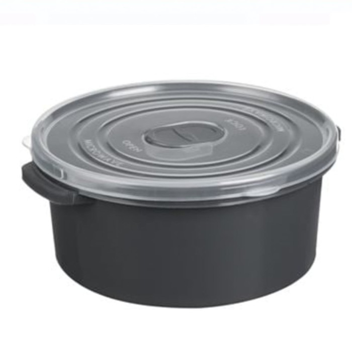 Set 3 Caserole Rotunde Cu Capac, Rezistente Pentru Cuptorul cu Microunde, Capacitate 500/1000/2000 ml, Gri