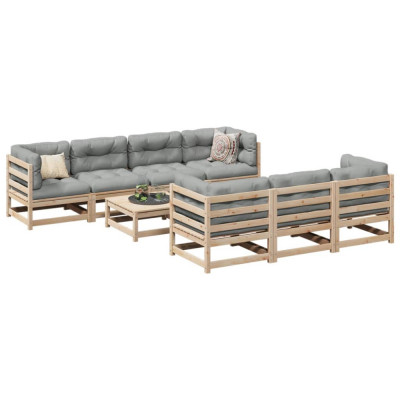 vidaXL Set canapea de grădină cu perne, 8 piese, lemn masiv de pin foto