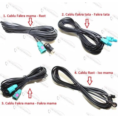 Cablu antena radio,camera video 5metri ,conectori FAKRA,ISO, RAKU 2. foto