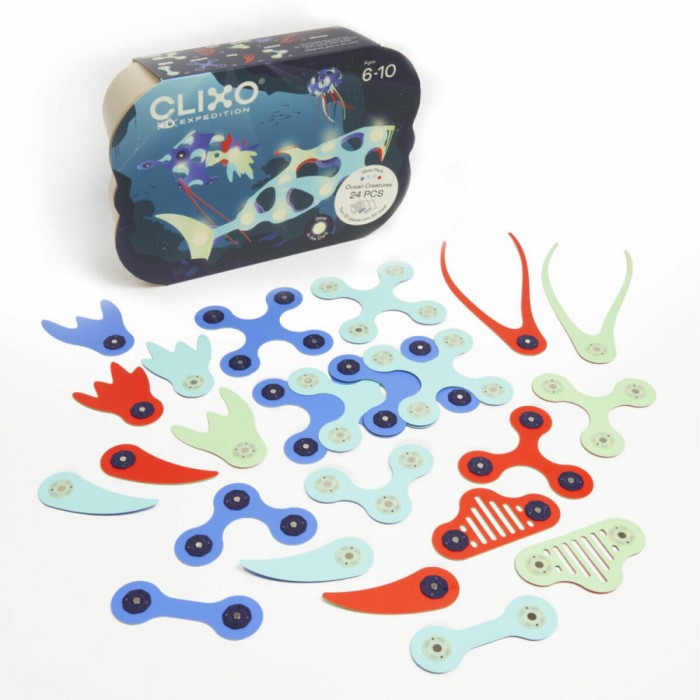 Clixo&reg; joc magnetic de construit - Animalute marine ( 24 piese) PlayLearn Toys
