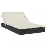 Cumpara ieftin Sezlong 2 pers. acoperis pliabil negru 213x118x97 cm poliratan
