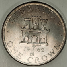 Gibraltar -moneda de colectie exotica- 1 crown 1969 UNC -in cartonas- ⌀ 38.61 mm