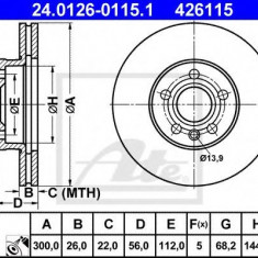 Disc frana VW TRANSPORTER IV bus (70XB, 70XC, 7DB, 7DW, 7DK) (1990 - 2003) ATE 24.0126-0115.1