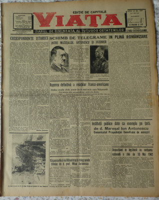 Viata, ziarul de dimineata, director Liviu Rebreanu, 7 Mai 1942 foto