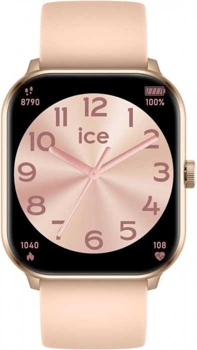 Smartwatch ICE-WATCH cu curea din silicon, 1.85 inchi, Rose-gold - RESIGILAT