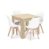 Set masa pentru sufragerie/living + 4 scaune Mark alb, Artool, lemn, stejar sonoma, 80x80x75 cm, Leobert