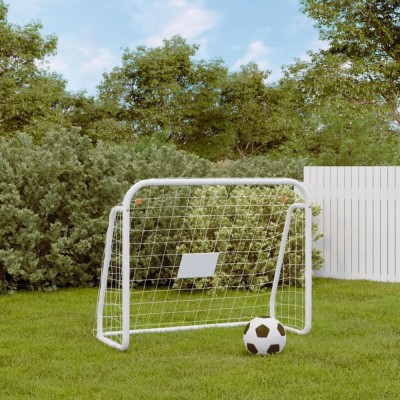 Poartă de fotbal cu plasă, alb, 125x96x60 cm, oțel/poliester foto