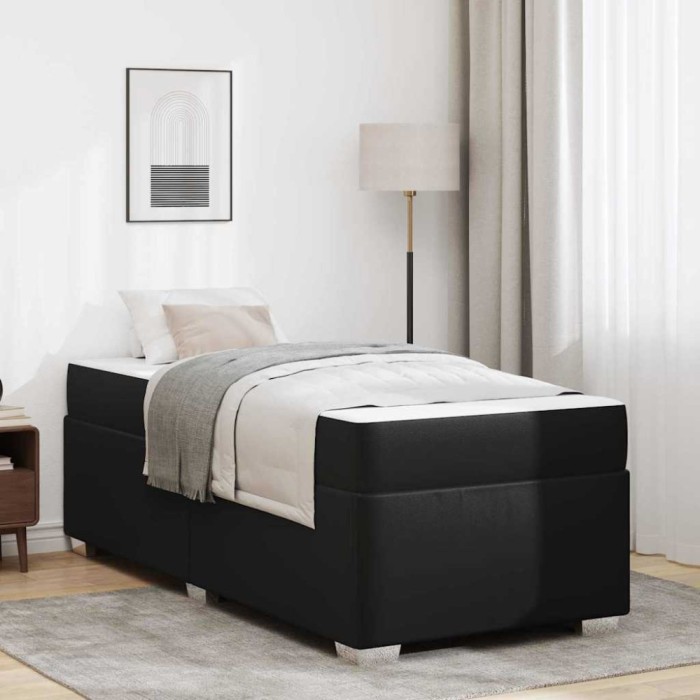 Cadru de pat Negru 90 x 190 cm Piele artificială