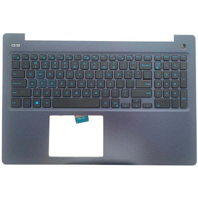 Carcasa superioara cu tastatura iluminata palmrest Laptop, Dell, G3 15 3579, 0N4HJ4, N4HJ4, taste albastre foto