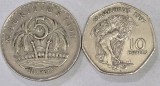 MAURITIUS Set / Lot 4 , 2 Monede : 5 Rupees 1991 + 10 Rupees 1997