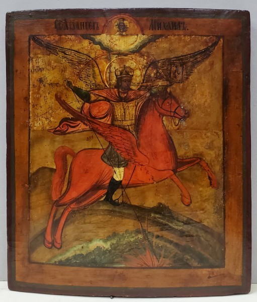Arhanghelul Mihail, Cavaler al Apocalipsei, Icoana Scoala Rusa, cca. 1850