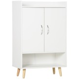 Dulap Pantofar Economie de spatiu din Lemn Alb cu Compartiment deschis, Dulap Pantofar Design pentru Intrare, 60x30x92cm HOMCOM | Aosom RO