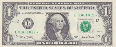 Bancnota Statele Unite ale Americii 1 Dolar 2001 - P509 UNC ( L = San Francisco - STARNOTE - vezi descriere ) foto