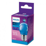 Bec LED COLORED BLUE P45, E27, 3.1W (25W), lumina albastra, Philips