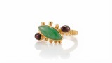 Cumpara ieftin Inel din Argint 925 Placat cu Aur cu Jad Verde E i Granat , Byzantine Garden Ring