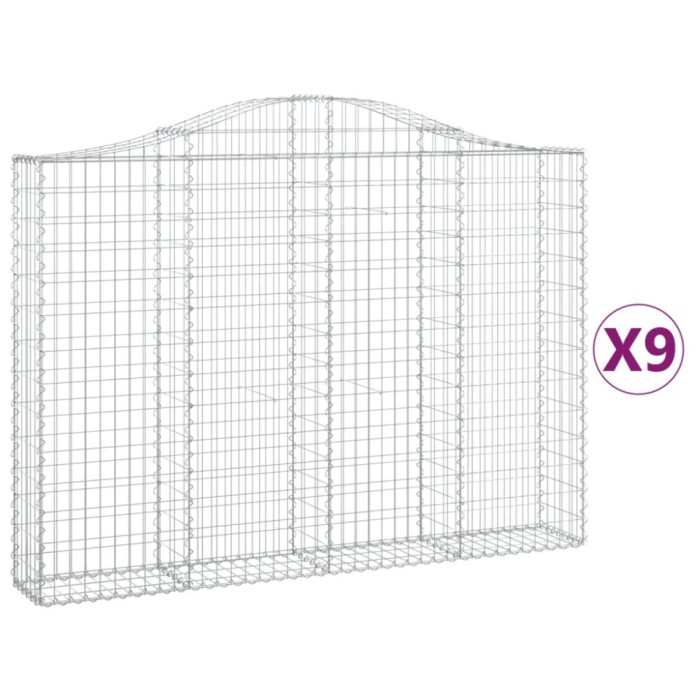 Cosuri gabion arcuite 9 buc, 200x30x140/160cm, fier galvanizat