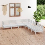 Cumpara ieftin Gossi set mobilier de gradina, 7 piese, alb, lemn masiv de pin
