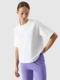 Tricou oversize cu imprimeu pentru femei - alb-gălbui, 4F Sportswear
