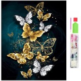 Set de broderie cu diamante 5D, model Fluturi, 30x40 cm, accesorii incluse, multicolor