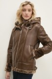 Answear Lab geaca femei, culoarea maro, de tranzitie, oversize