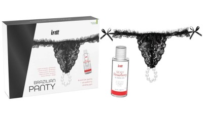 Brazilian Panty - Set bikini și lubrifiant, negru foto