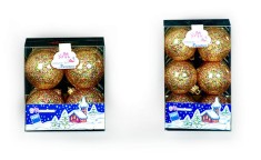 Set 8 globuri 60mm cristal galben decor glitter auriu foto