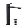 Baterie Lavoar Jungborn Gamma Negru Mat, Alama, Monocomanda, Cartus Ceramic, Montaj Blat, Ventil Push-Open