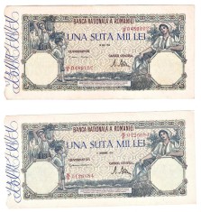 ROMANIA SET 100 000 100000 LEI MAI SI OCTOMBRIE 1946 STARE EXCELENTA SPRE AUNC