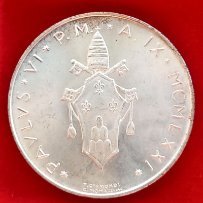 (A793) MONEDA DIN ARGINT VATICAN - 500 LIRE 1971, PAPA PAUL VI, TIRAJ 125.000 BUC, STARE FOARTE BUNA foto