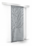 Usa culisanta Boss &reg; model Tree negru, 80x215 cm, sticla gri 8 mm, glisanta in ambele directii, Modern Glass Art