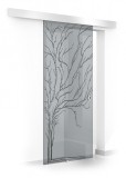 Usa culisanta Boss &reg; model Tree negru, 80x215 cm, sticla gri 8 mm, glisanta in ambele directii, Modern Glass Art