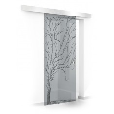 Usa culisanta Boss &reg; model Tree negru, 60x215 cm, sticla gri 8 mm, glisanta in ambele directii