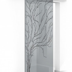 Usa culisanta Boss ® model Tree negru, 80x215 cm, sticla gri 8 mm, glisanta in ambele directii
