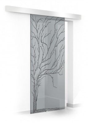 Usa culisanta Boss &amp;reg; model Tree negru, 90x215 cm, sticla gri 8 mm, glisanta in ambele directii foto