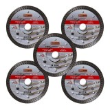 Set 5 discuri diamantate turbo subtire, ceramica, taiere umeda si uscata, 125 mm/22.23 mm, Richmann Exclusive GartenVIP DiyLine