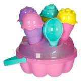 Găleată de plajă formă chec de &icirc;nghețată, &Oslash;18x7cm, set 14 accesorii, roz, CMCLASS