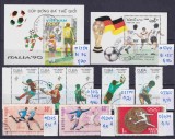 Lot filatelic Sport / Fotbal - Colițe Vietnam &amp; Laos (Italia '90) + timbre Cuba &amp; Ungaria -A991