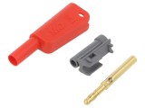 Banană roșie 4mm 19A 1kV cu izolație și soclu axial
