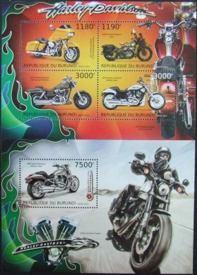 REP.BURUNDI - MOTOCICLETE-HARLEY DAWITSON-1 M/SH+ 1 S/SH-MNH** - RBU 121 foto
