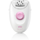 Epilator Braun Silk-&eacute;pil 1 1-170, 20 pensete, 1 viteza, Alb/Roz