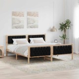 Cumpara ieftin Cadru de pat cu headboard Negru 160 x 200 cm Lemn de pin masiv